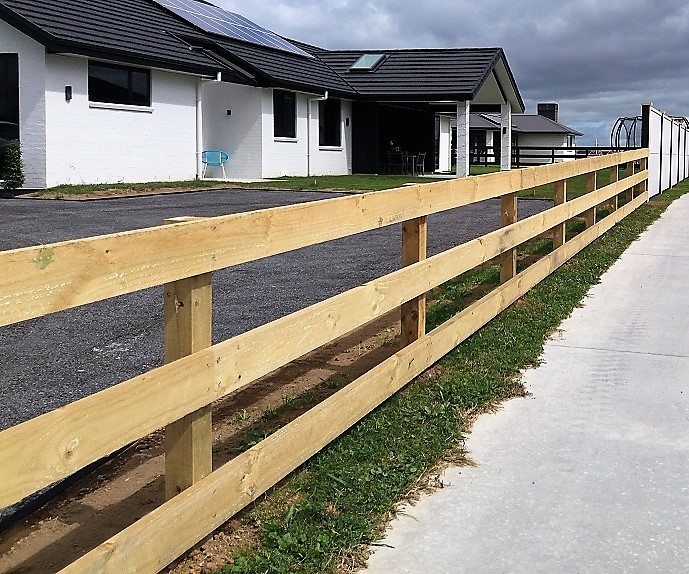 Post and rail timber fence